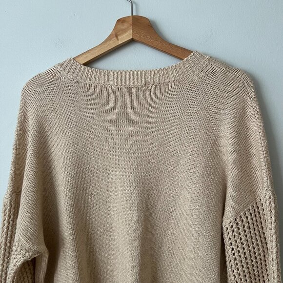 Summum Woman Amsterdam Beige Cotton Blend V-Neck Sweater Women's Size Large - Picture 10 of 10